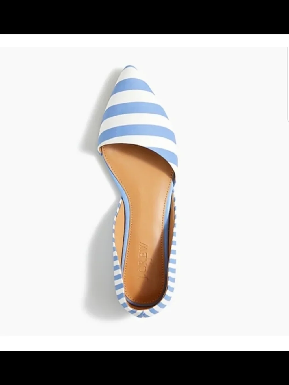 J Crew Zoe D’Orsay Flats Blue White Striped Pointed Toe Nautical Preppy 7 - Picture 3 of 4